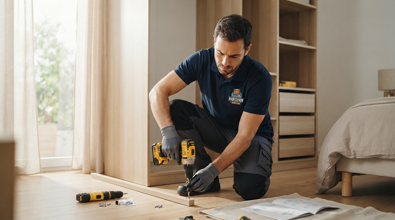 Montador profissional trabalhando