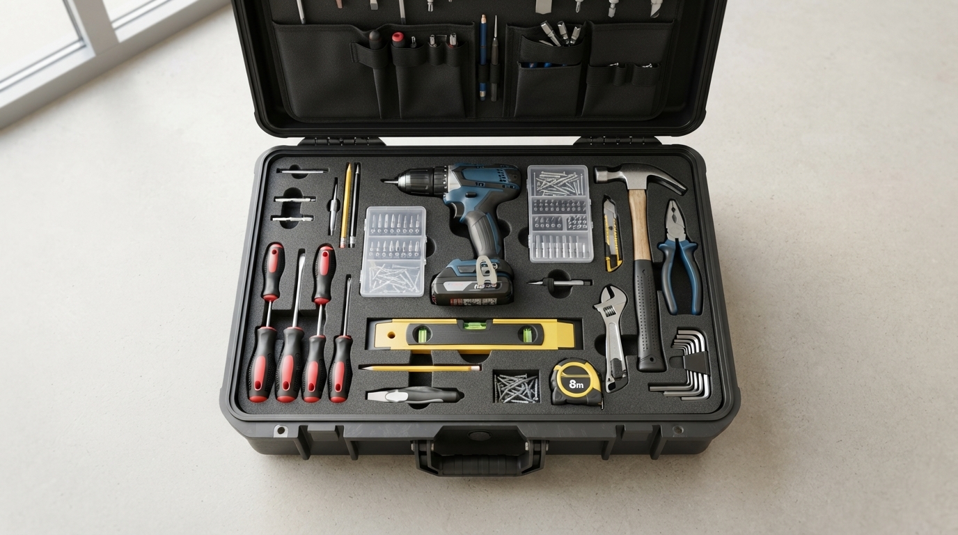 Kit completo de ferramentas em maleta organizada